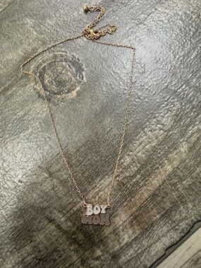 Altar'd State Gold Tone 'Boy Mom' Necklace with White Inlay